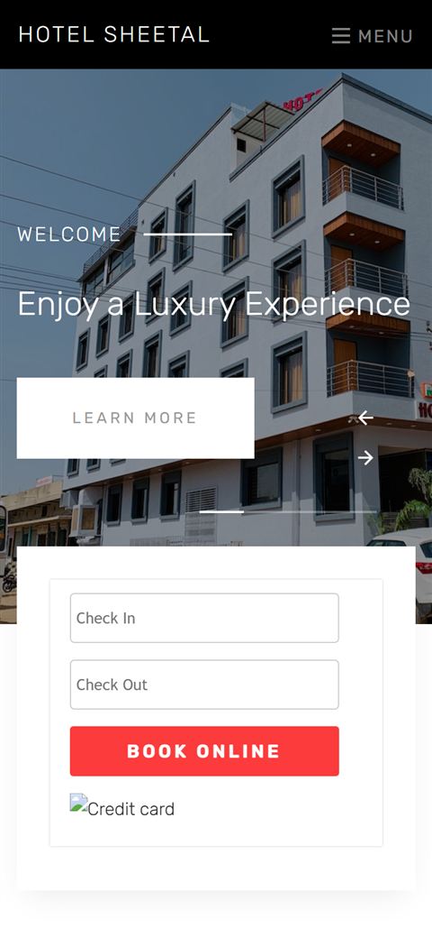 Hotel Sheetal website before, on a phone